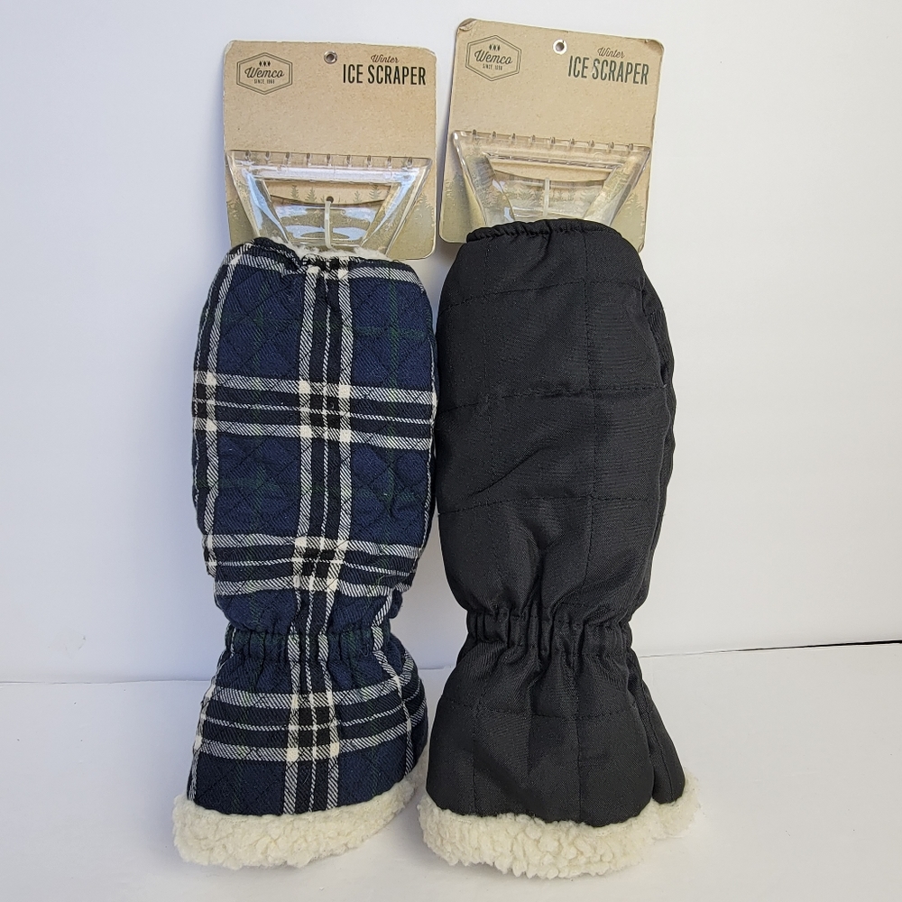 Wemco 2 Pair of Winter Ice Scapers Plaid Solid Color